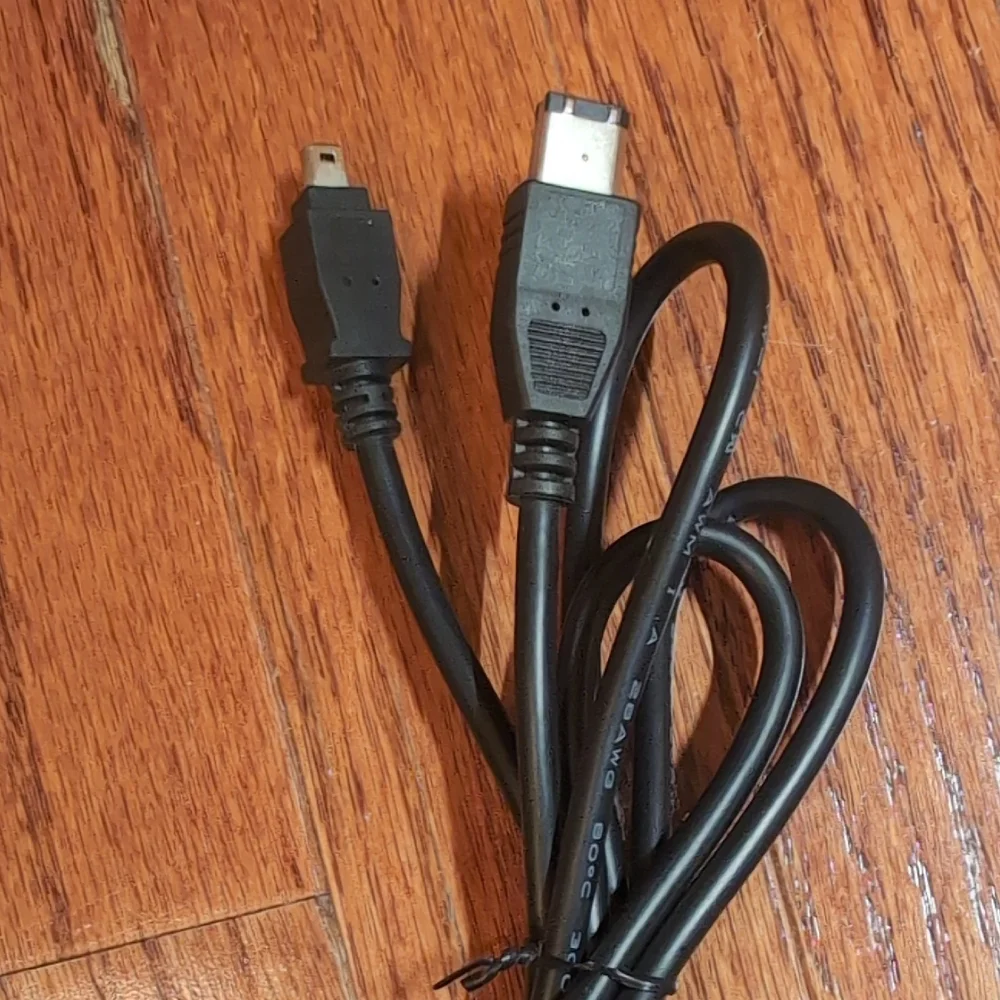 Two FireWire Cables Black
